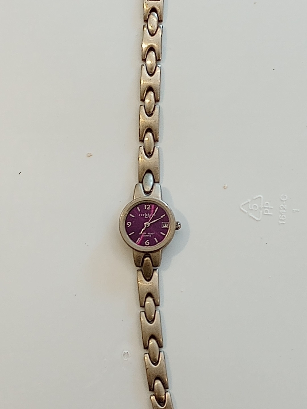 Express Women's Purple Dial Stainless Steel Link Watch